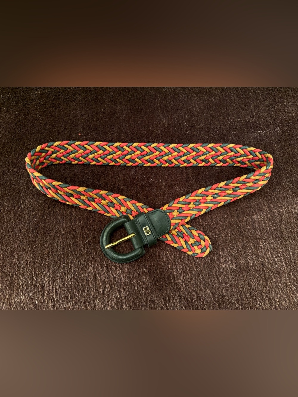 Vintage BOGNER Technical Rope Braided Belt Leather Buckle Preppy XS/S